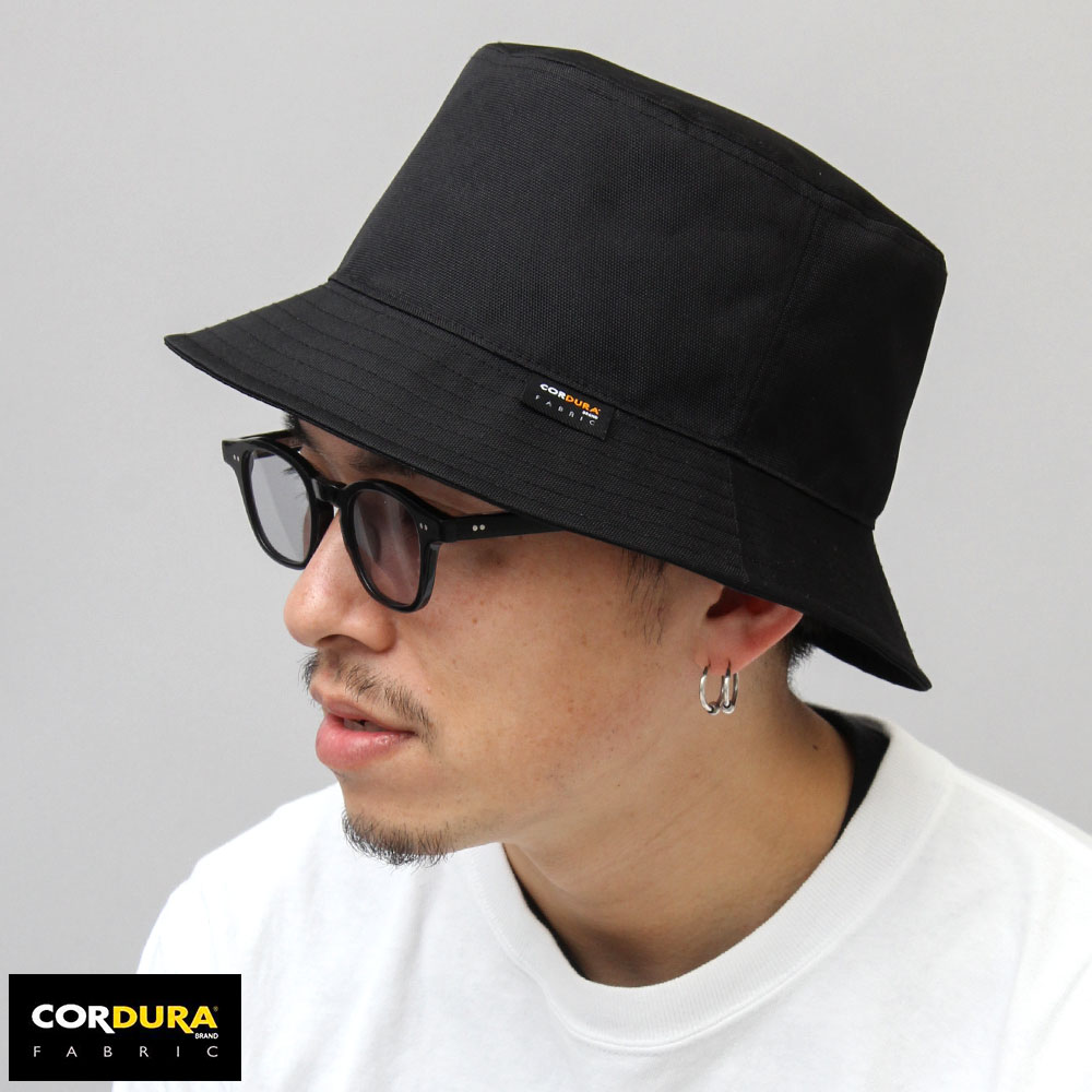 A.M.S. バケットハット メンズ 帽子 ハット コーデュラ 無地 黒 深め