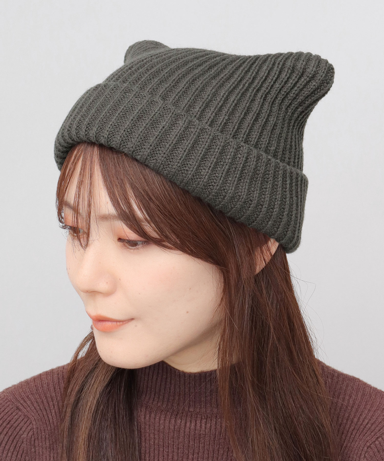 猫耳ニット帽 ハンドメイド 【最終価格】 A.M.S. ニット帽 ニット 帽子 ニットキャップ ネコ耳 猫耳ニット帽