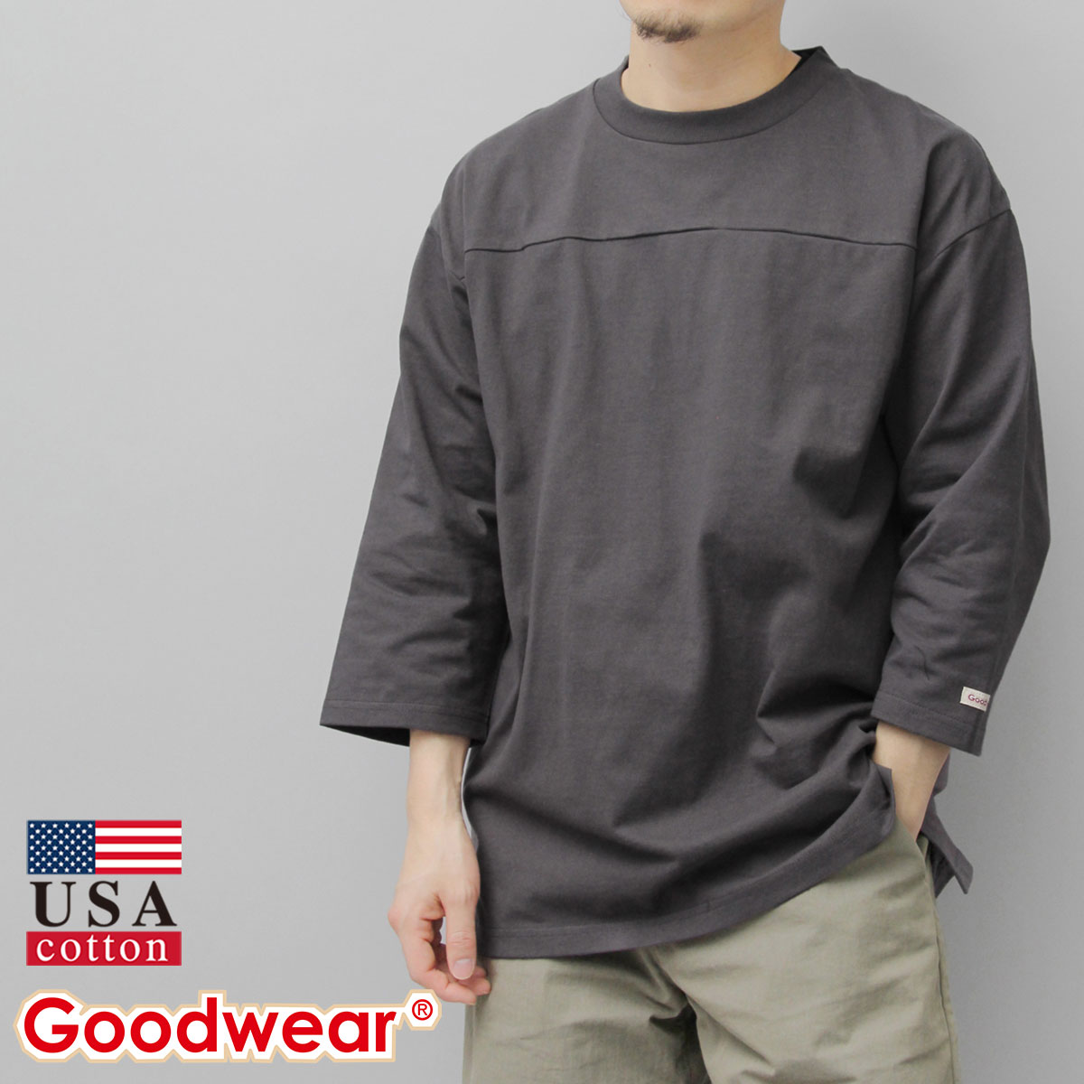 Goodwear グッドウェア 七分袖Tシャツ 7分袖 Tシャツ メンズ USA