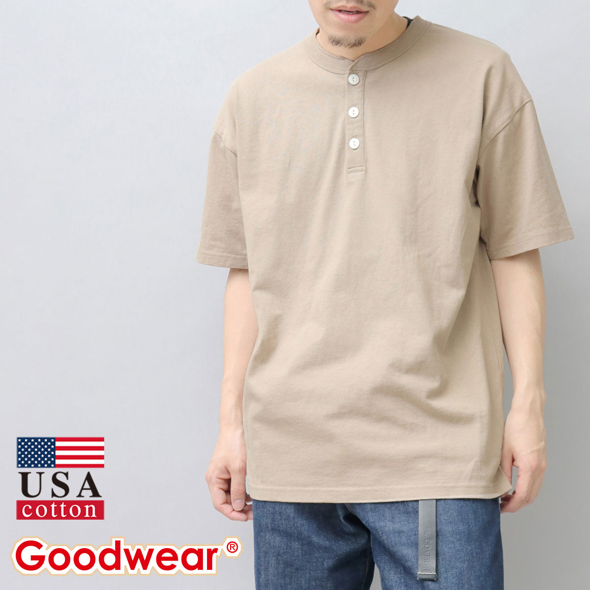 Goodwear（グッドウェア） ヘンリーネックTシャツ 半袖 Tシャツ メンズ