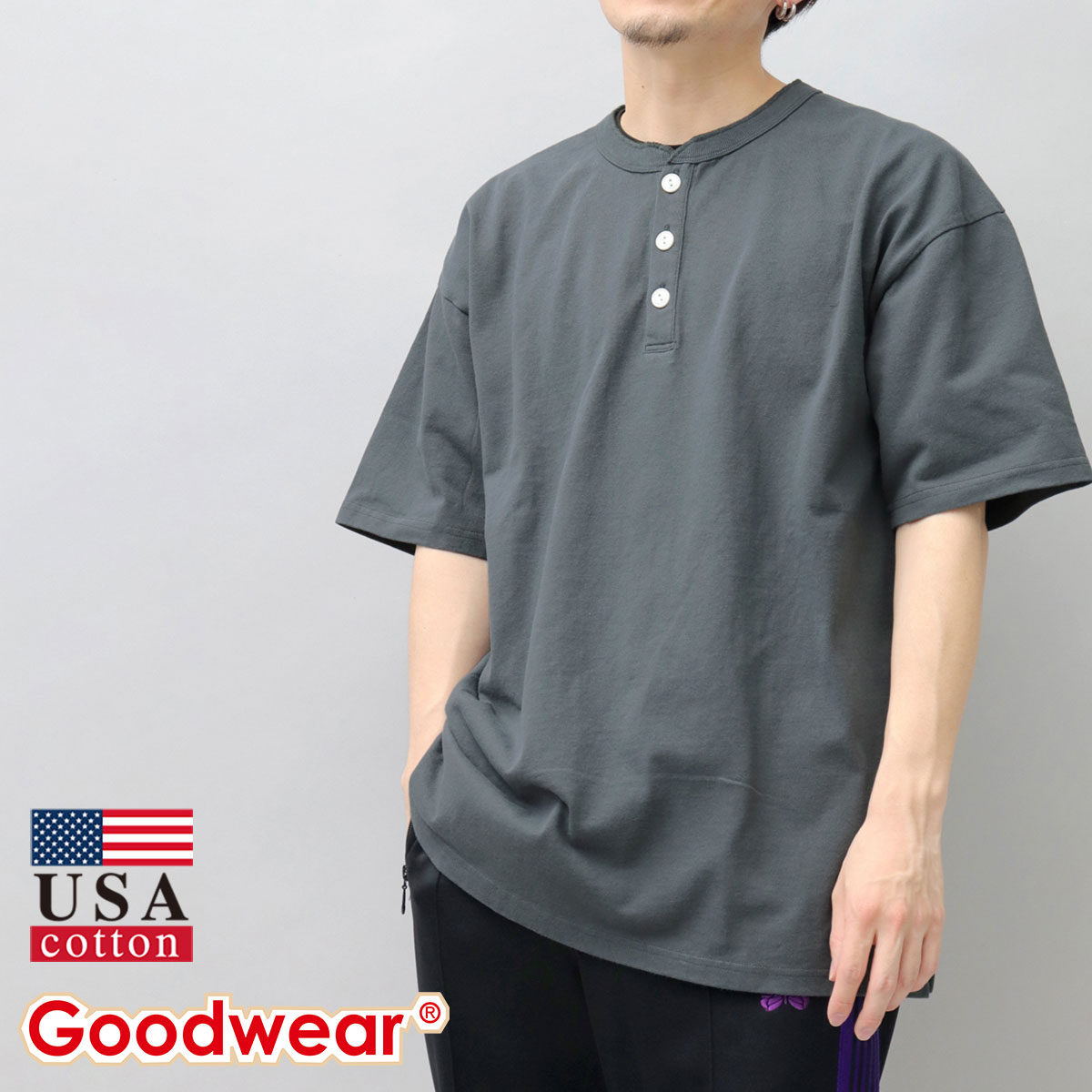 Goodwear（グッドウェア） ヘンリーネックTシャツ 半袖 Tシャツ メンズ