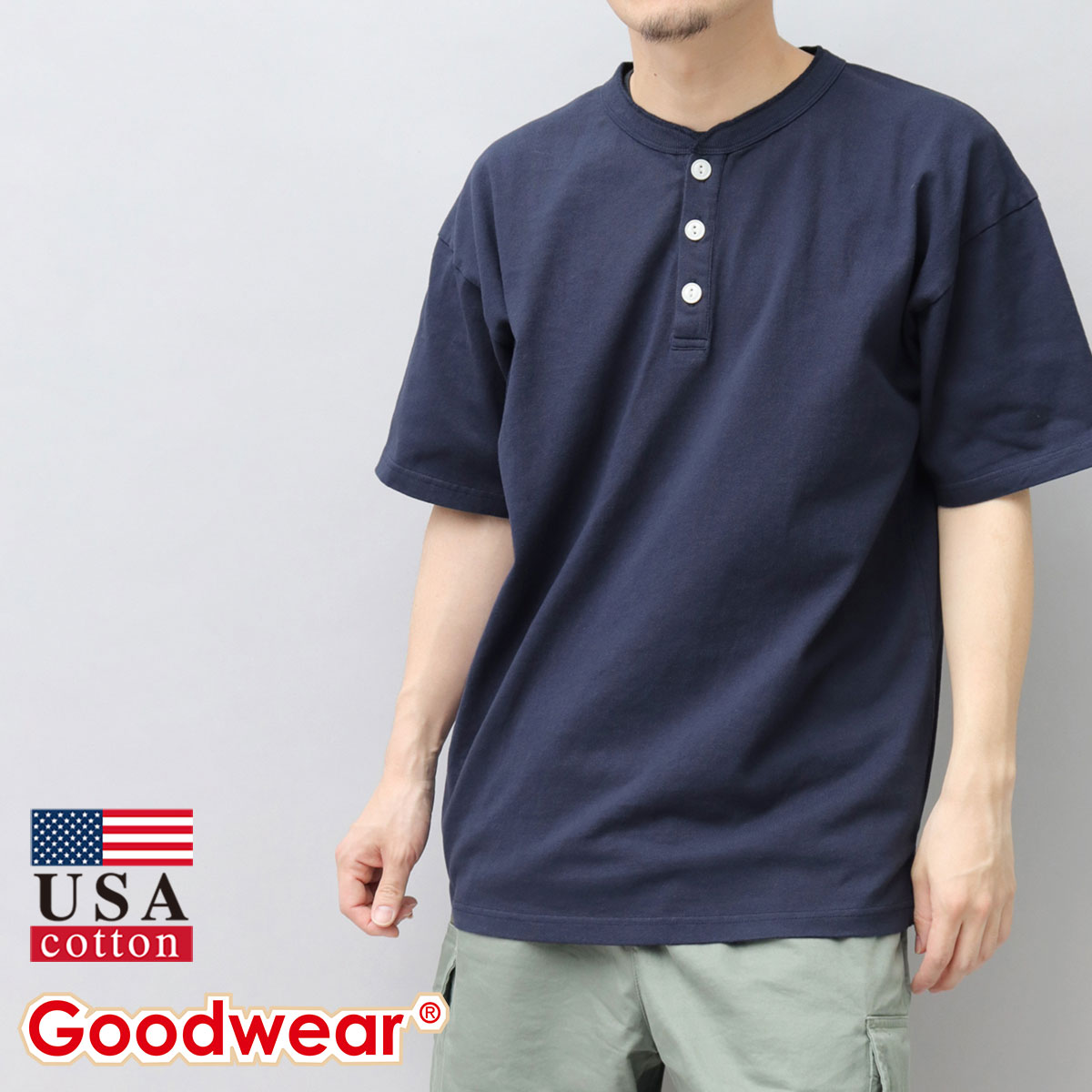 Goodwear グッドウェア ヘンリーネックTシャツ 半袖 Tシャツ