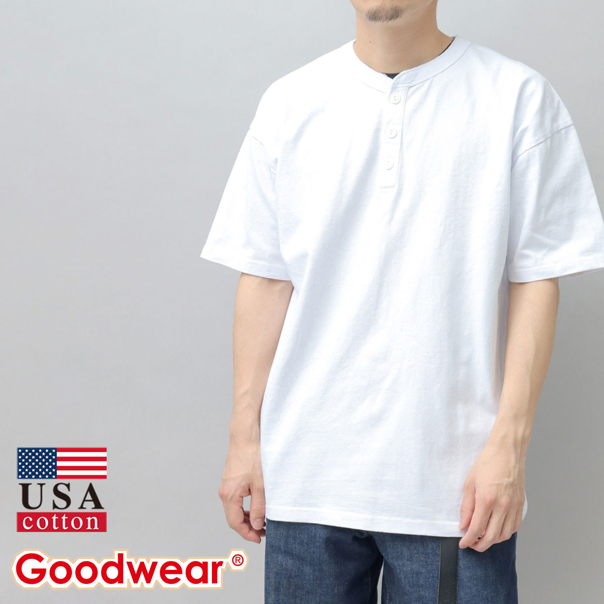Goodwear（グッドウェア） ヘンリーネックTシャツ 半袖 Tシャツ メンズ