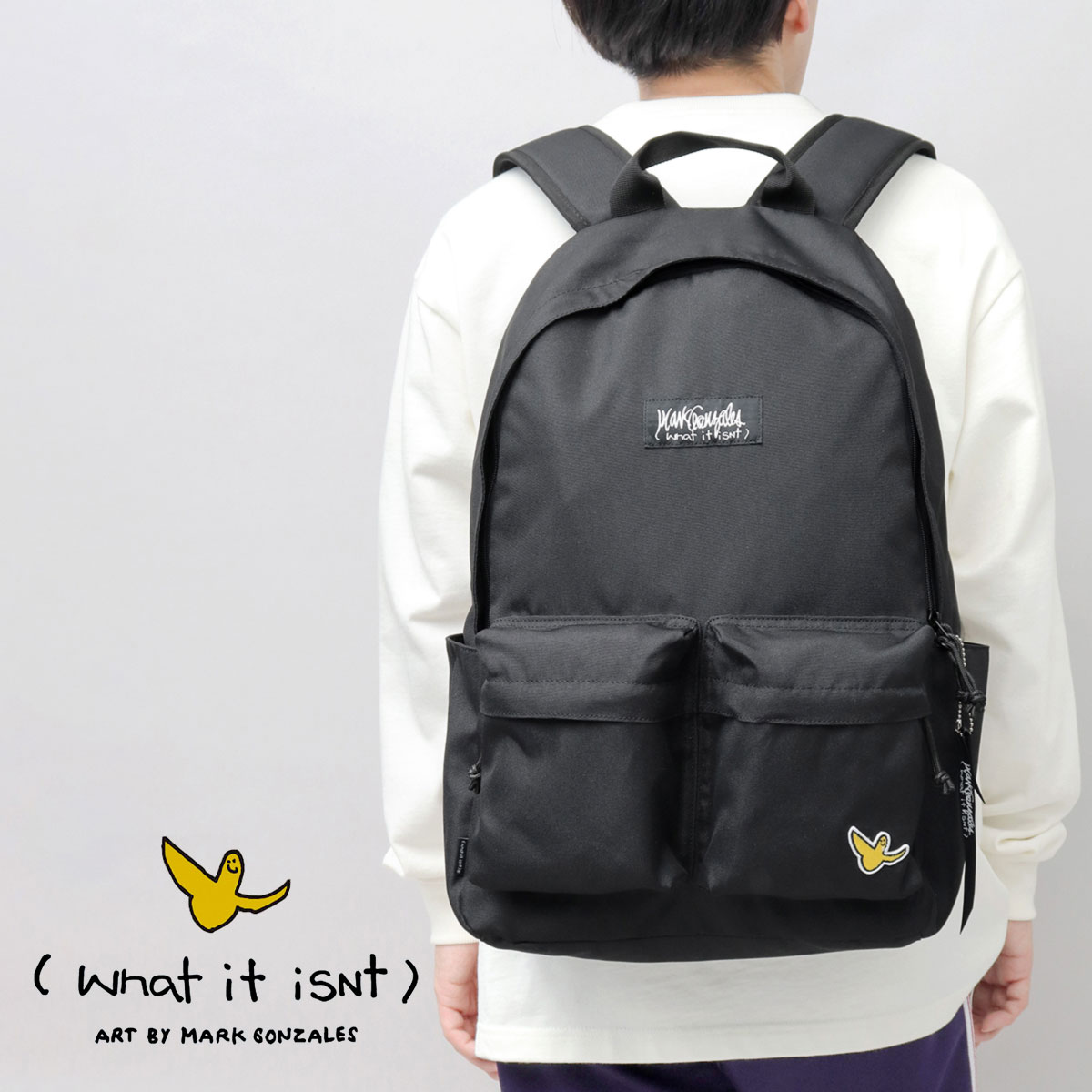 バックパック・リュック MARK GONZALES_WHAT IT ISNT BASIC BACKPACK BLACK Z245ABG0200 What it isNt）ART BY MARKGONZALES デイバック リュック