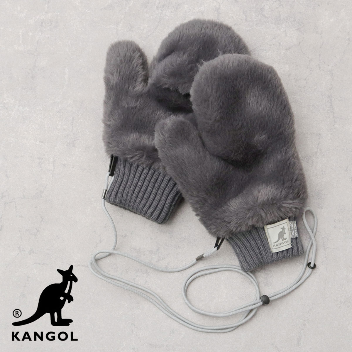 KANGOL（カンゴール） ミトン 手袋 ストラップ付き ファー ミトン