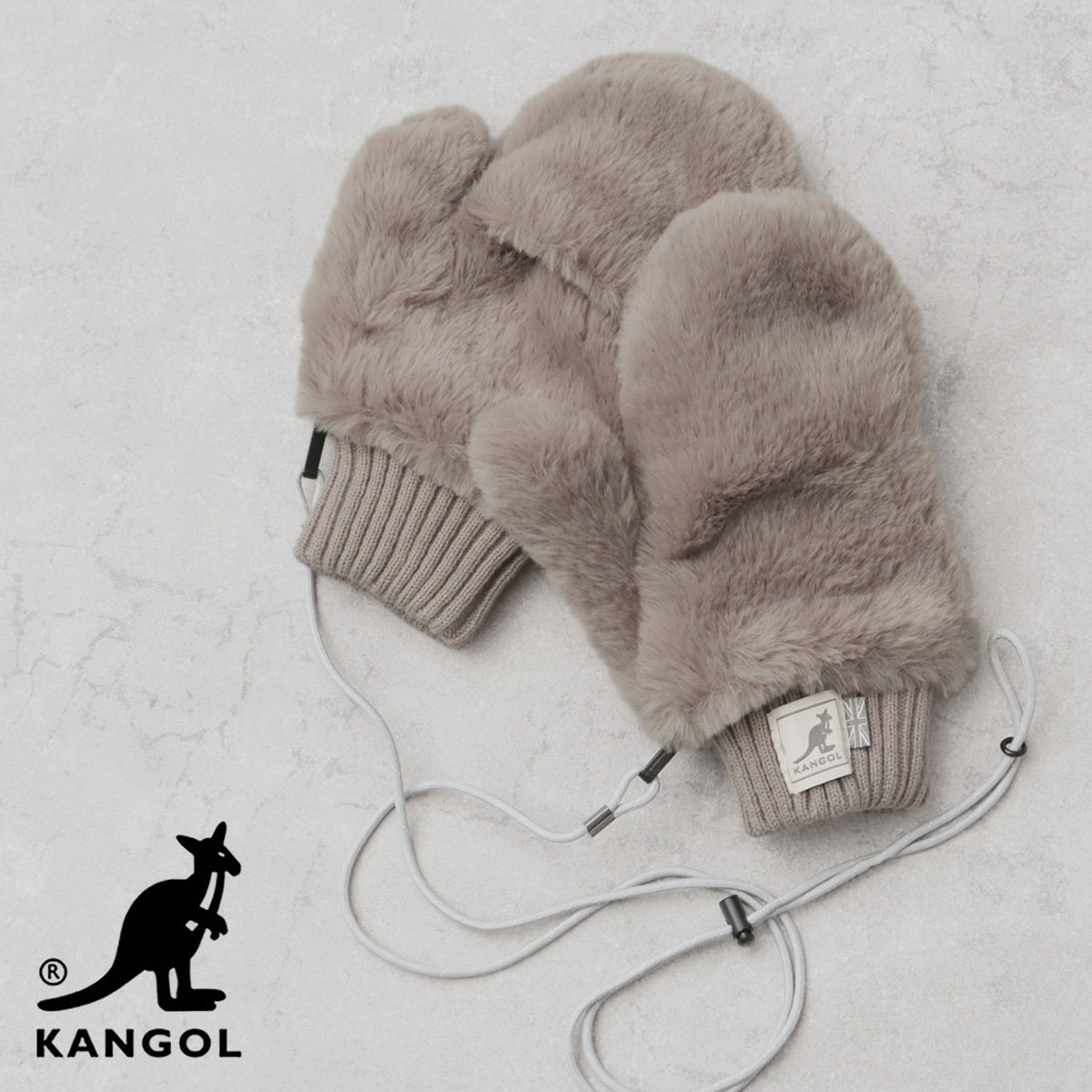 KANGOL カンゴール ミトン 手袋 ストラップ付き ファー ミトン