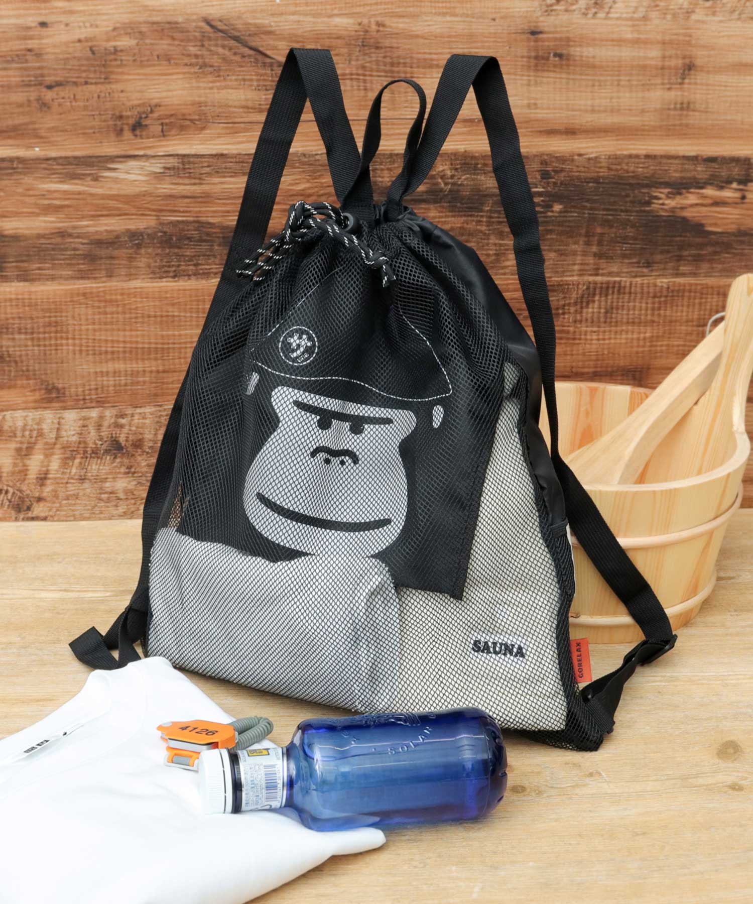 ごリラックス サウナ ナップサック メッシュ リュック 大容量 透け感