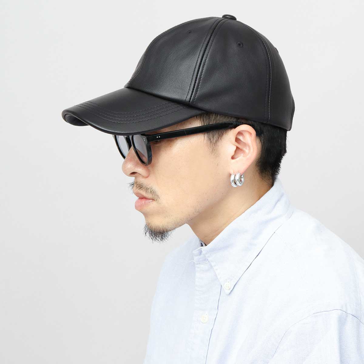 Mr.COVER キャップ レザーキャップ メンズ 帽子 本革 レザー つば長め