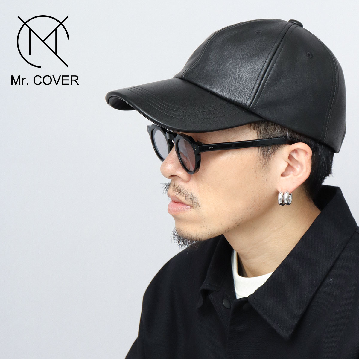 Mr.COVER キャップ レザーキャップ メンズ 帽子 本革 レザー つば長め