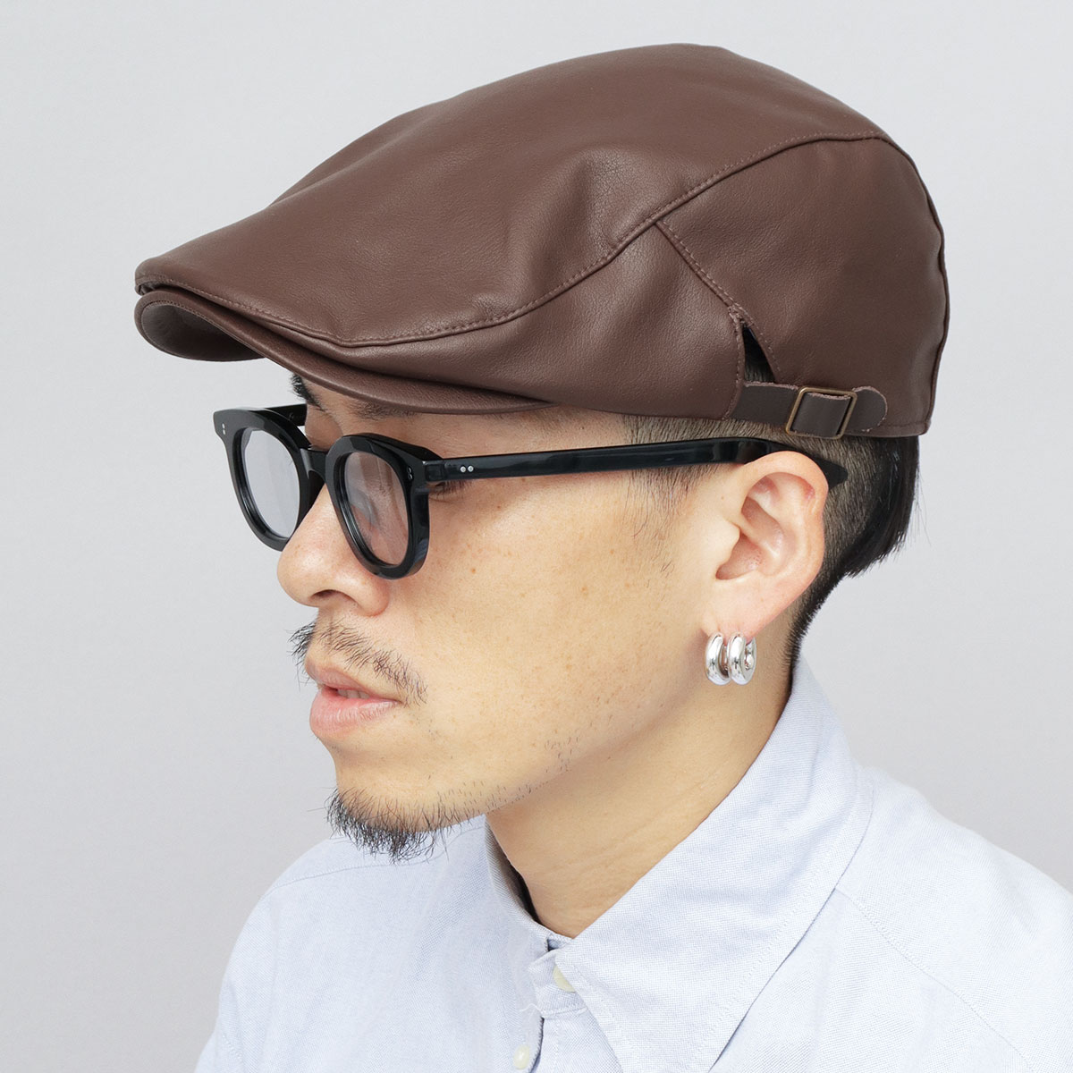 Ruben ハンチング 帽子 メンズ レザーハンチング 合皮 フェイクレザー
