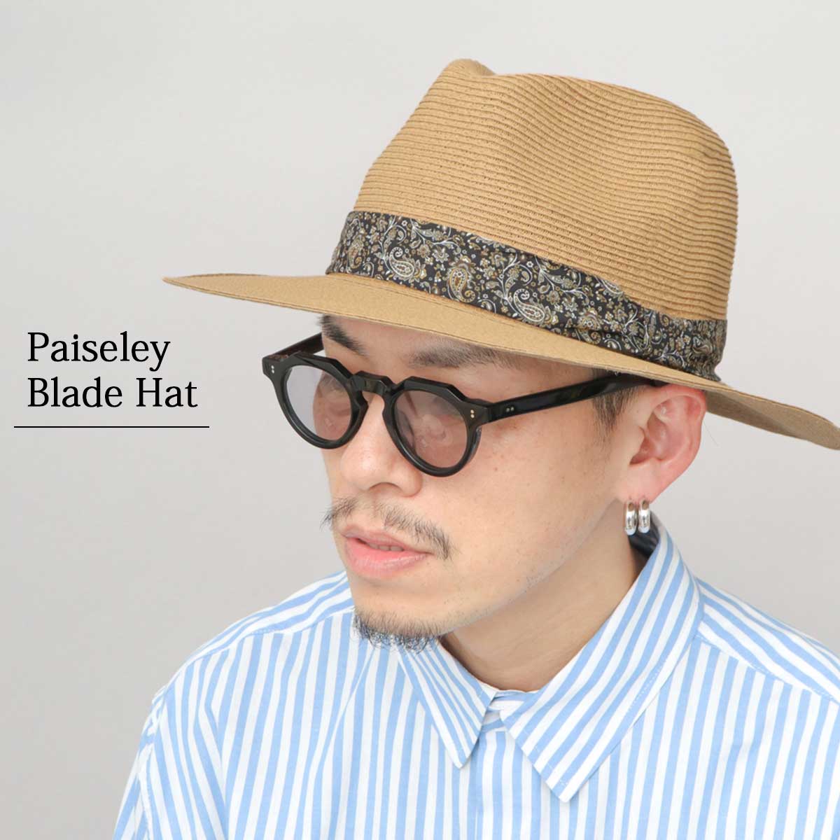 Ruben 中折れブレードハット ペイズリーリボン メンズ レディース 