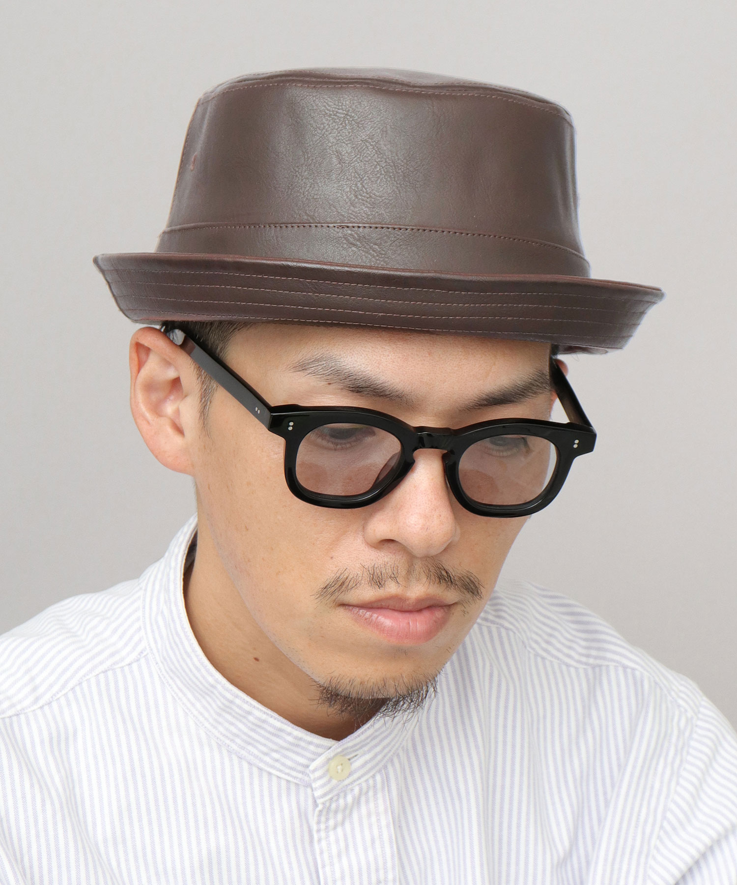 Ruben ポークパイハット メンズ 帽子 レザー調 フェイクレザー ハット