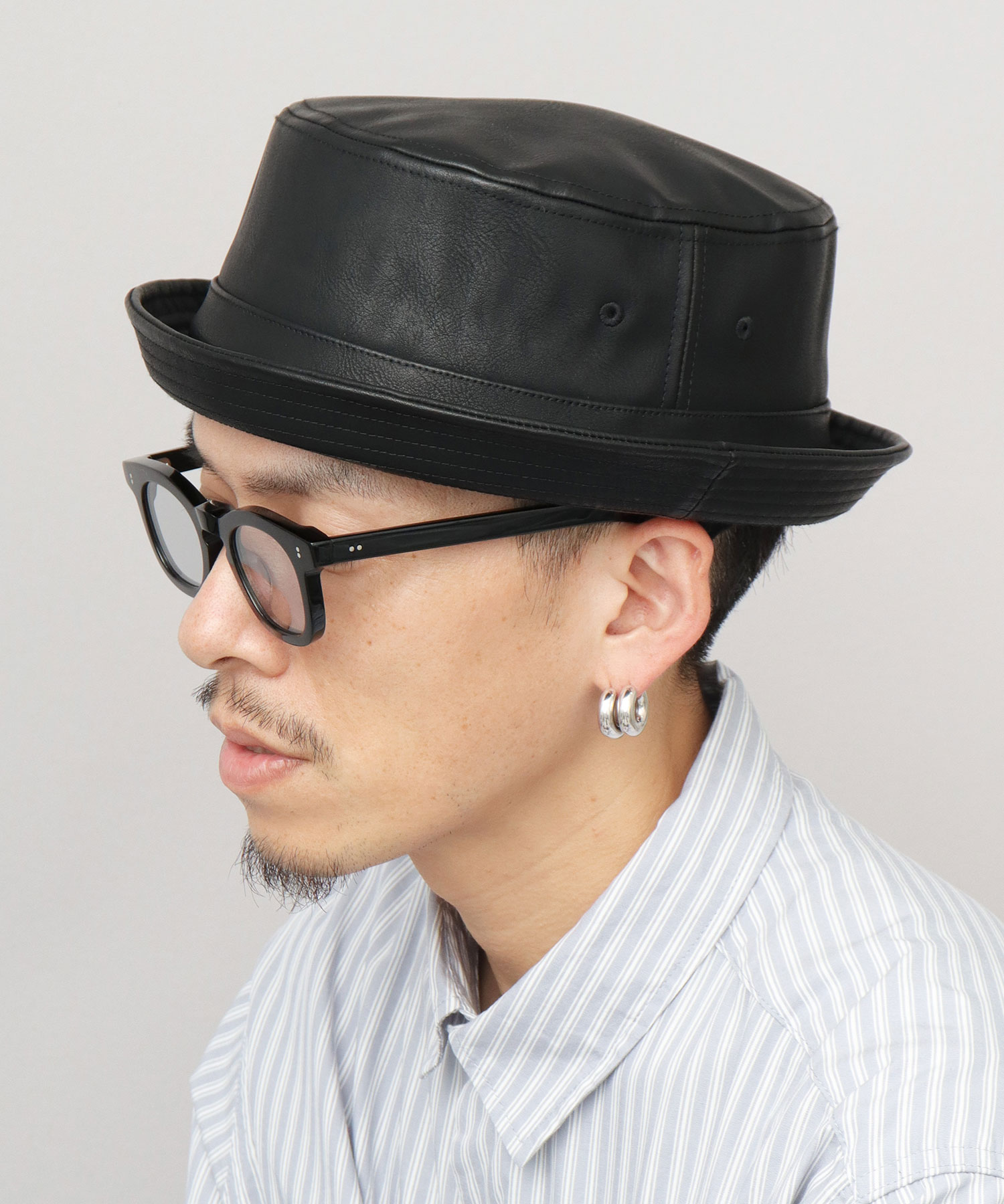 Ruben ポークパイハット メンズ 帽子 レザー調 フェイクレザー ハット