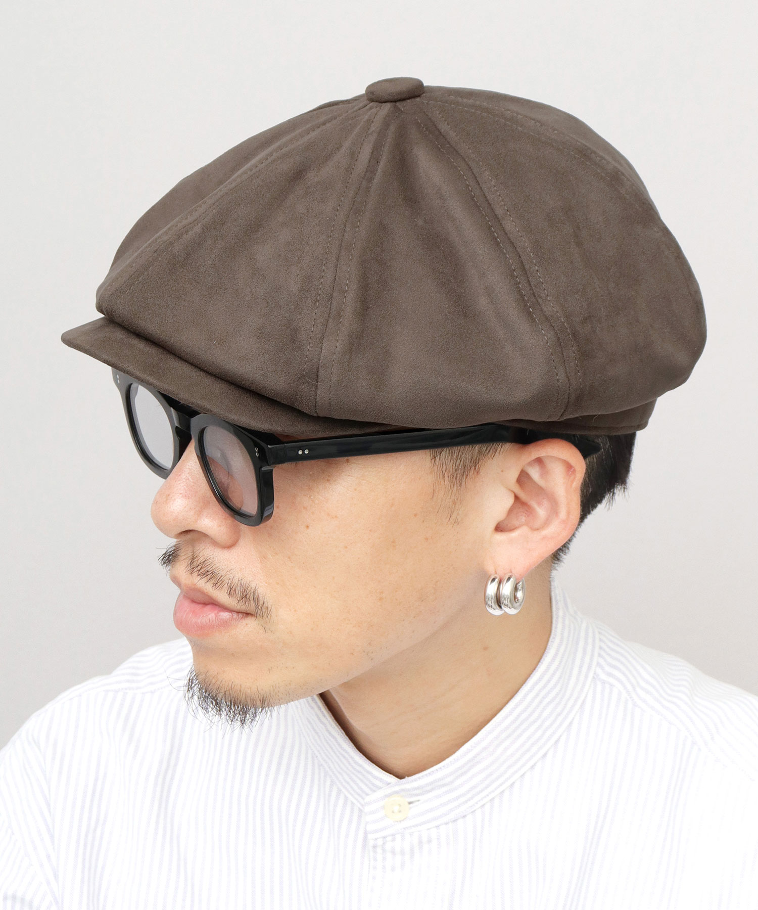 Ruben キャスケット 帽子 メンズ スエード調 ピーチスキン 大きめ