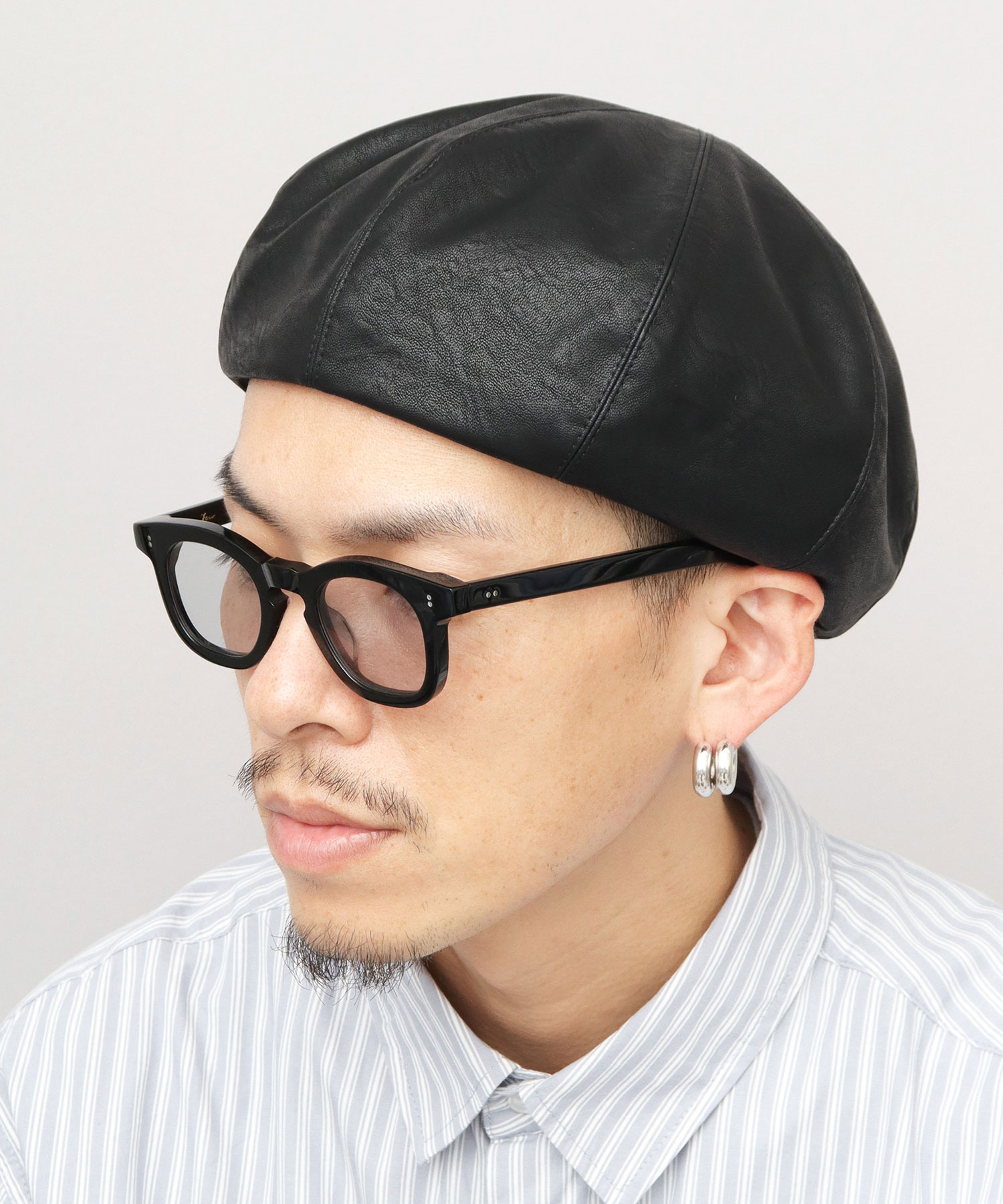 TNEON レザー ベレー帽 黒 Ruben ベレー帽 メンズ レザー調 フェイクレザー ベレー 帽子