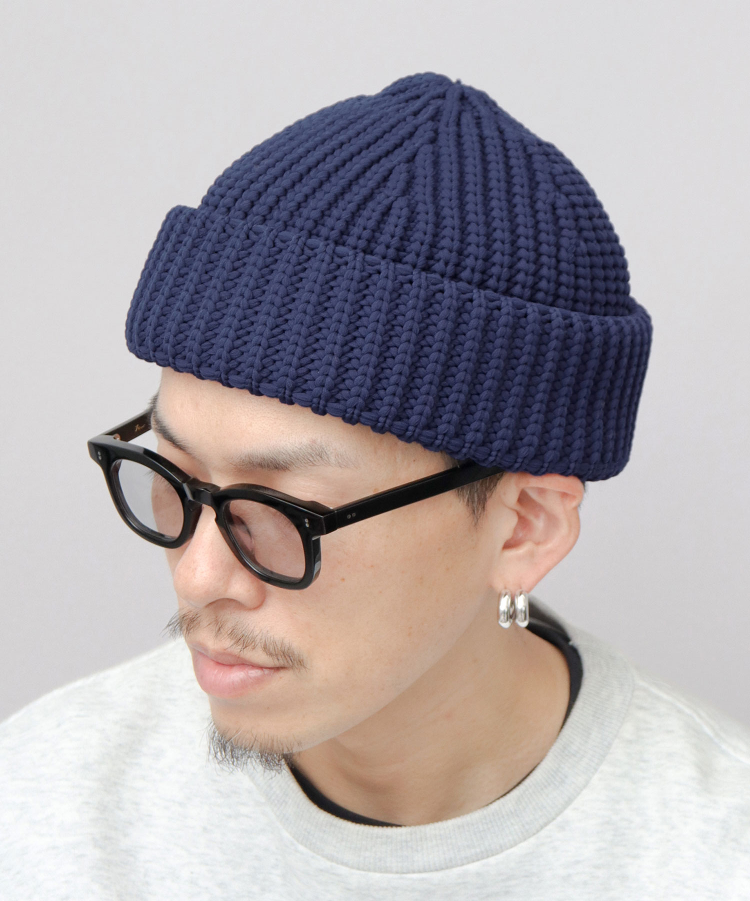 Basiquenti ニット帽 ロールワッチ ワイドロール 極太ニット 深め 防寒