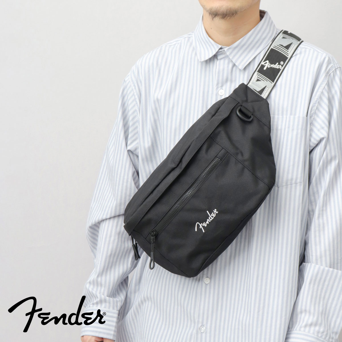   Jeans ブラックボディバッグ Fender（フェンダー） ボディバッグ ウエストバッグ メンズ レディース