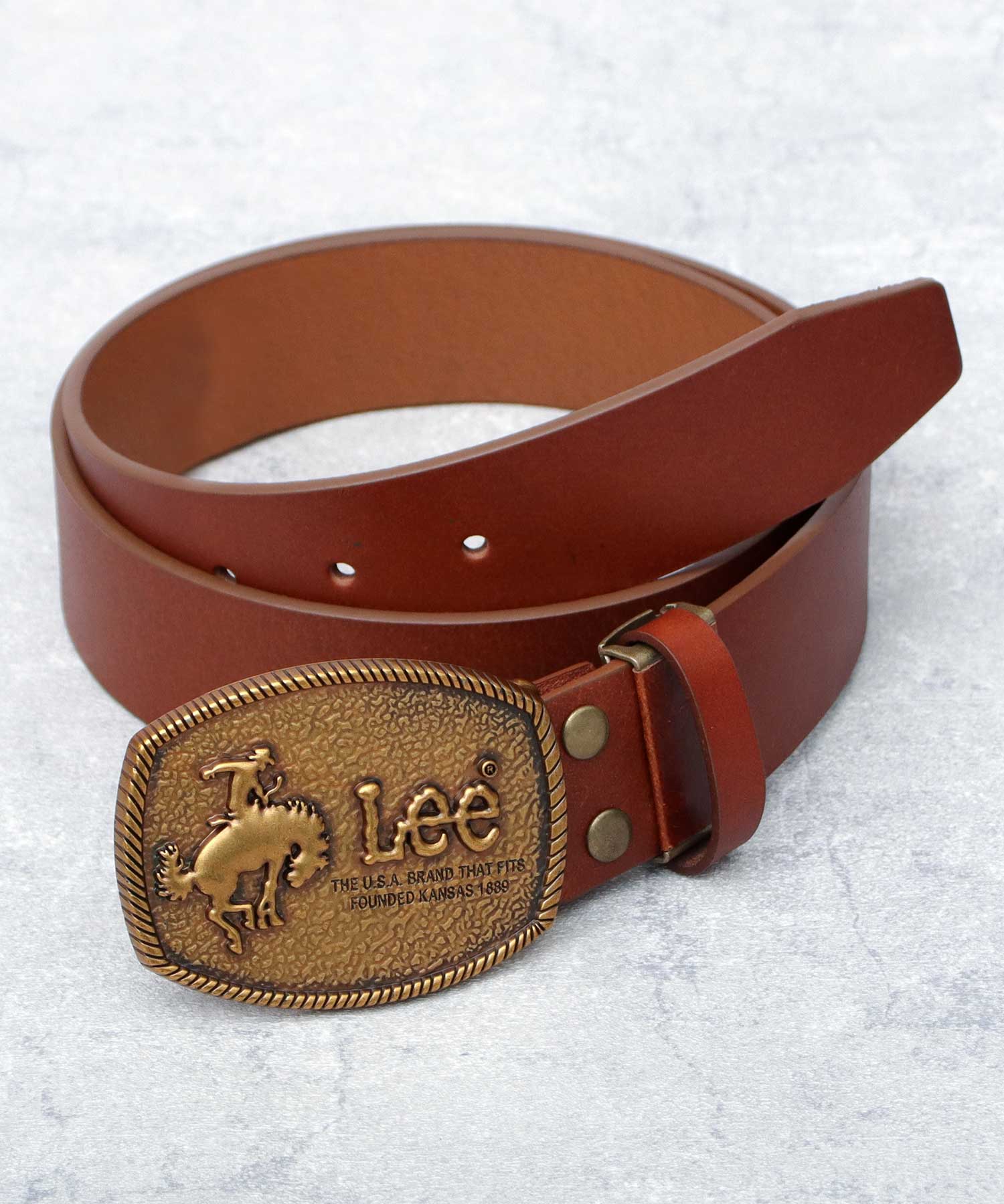 Lee（リー） 本革 レザーベルト メンズ 跳ね馬 ウエスタン 大きめ