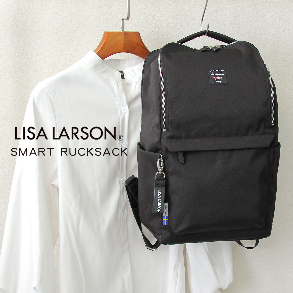 未使用級 LISA LARSON ブラックリュック 大容量 公式】リサラーソン LISA LARSON リュック ビジネスリュック
