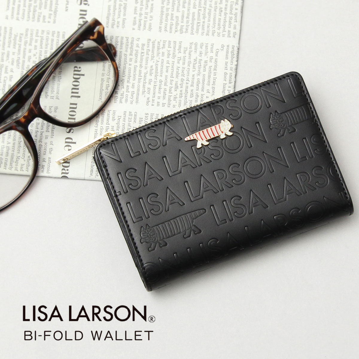 Lisa Larson（リサラーソン） 財布 二つ折り財布 レザー 牛革 シンプル