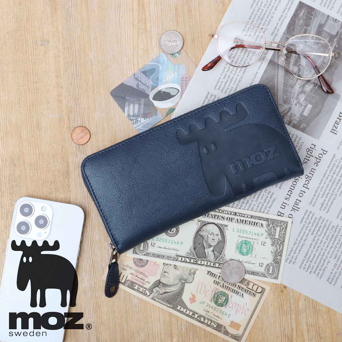 moz（モズ） 長財布 レディース 本革 ラウンドファスナー 牛革 