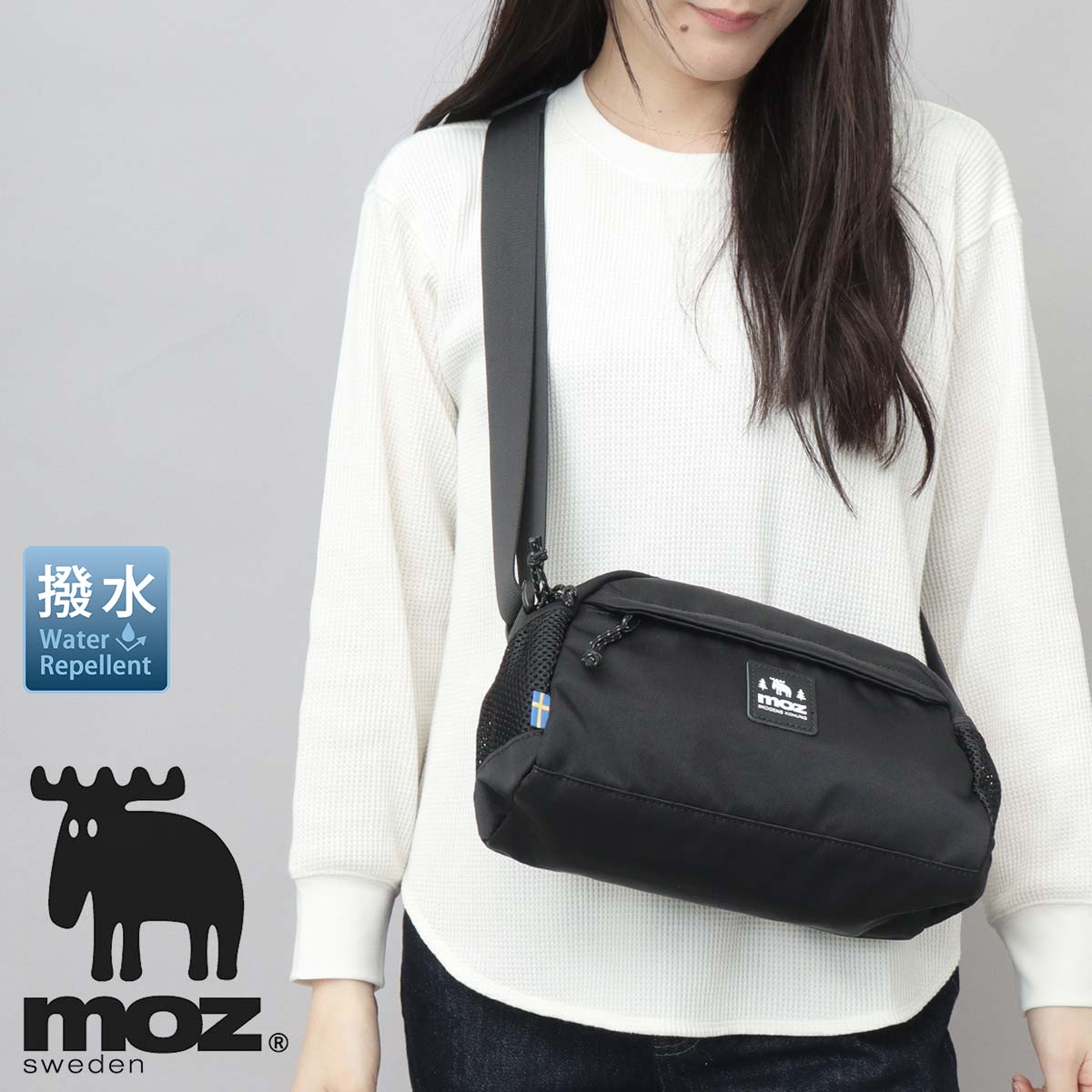 moz（モズ） ショルダーバッグ レディース 撥水 軽量 半月型 ナイロン