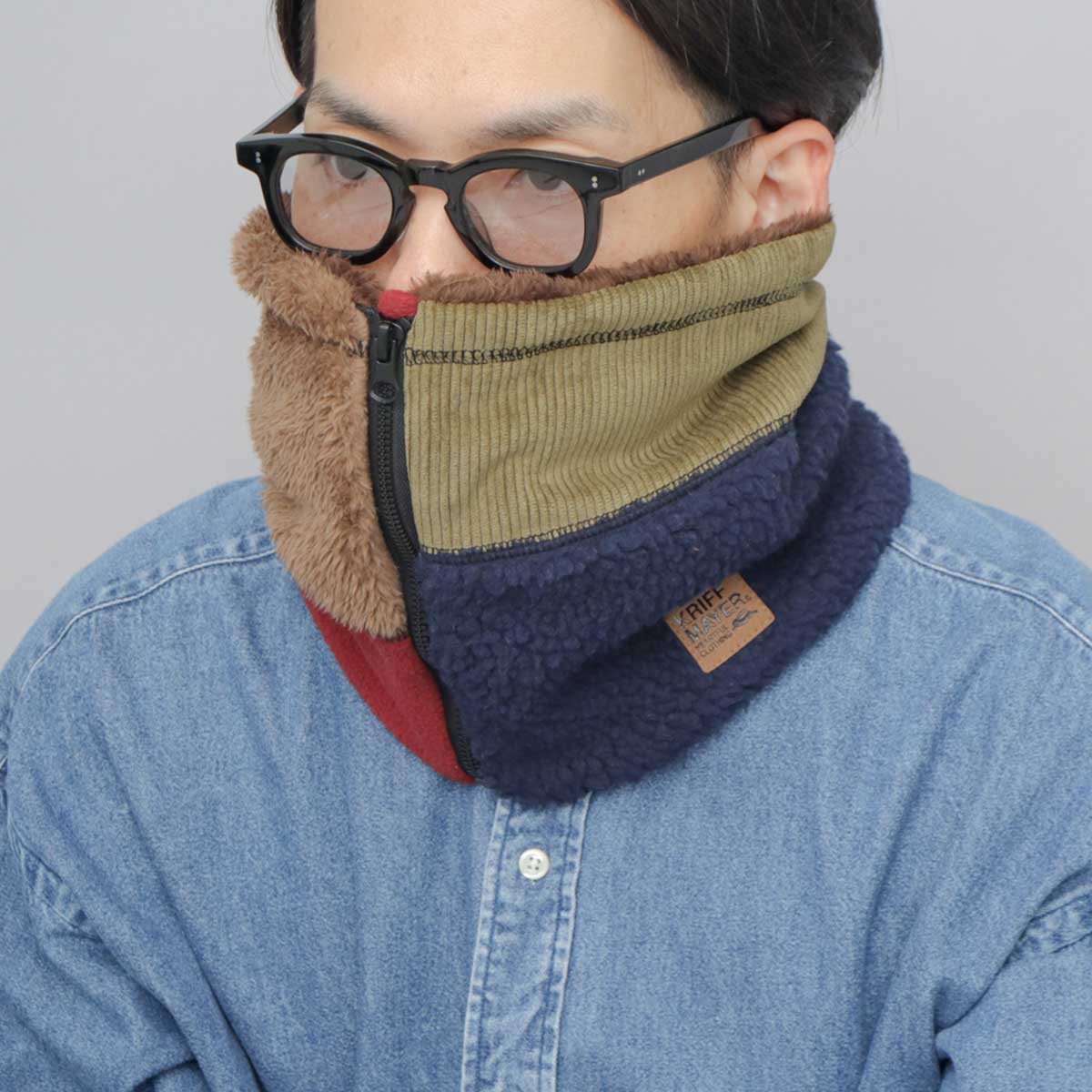 Stone  ウール ハーフジップ ネックウォーマー Stone ウール ハーフジップ ネックウォーマー Stone ウール ハーフ