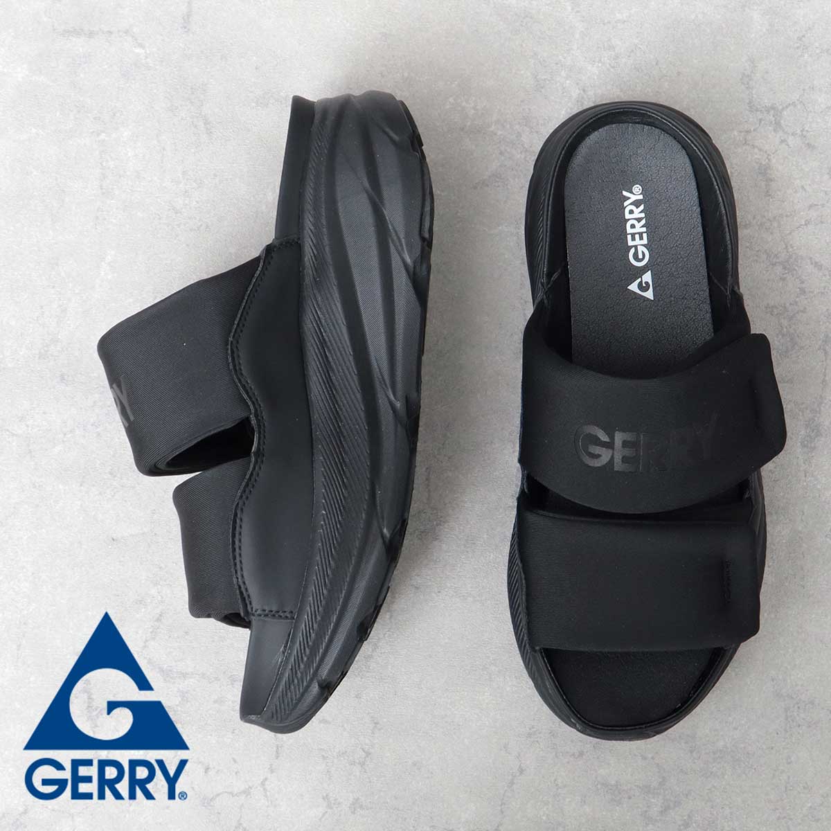 GERRY（ジェリー） スライドサンダル メンズ 厚底 ベルクロサンダル