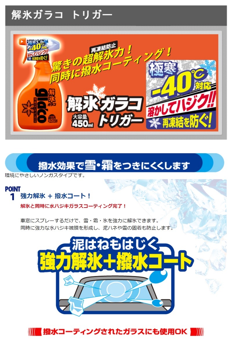 ソフト99 ソフト99 SOFT99 解氷ガラコ トリガー 04165 450ml 大容量
