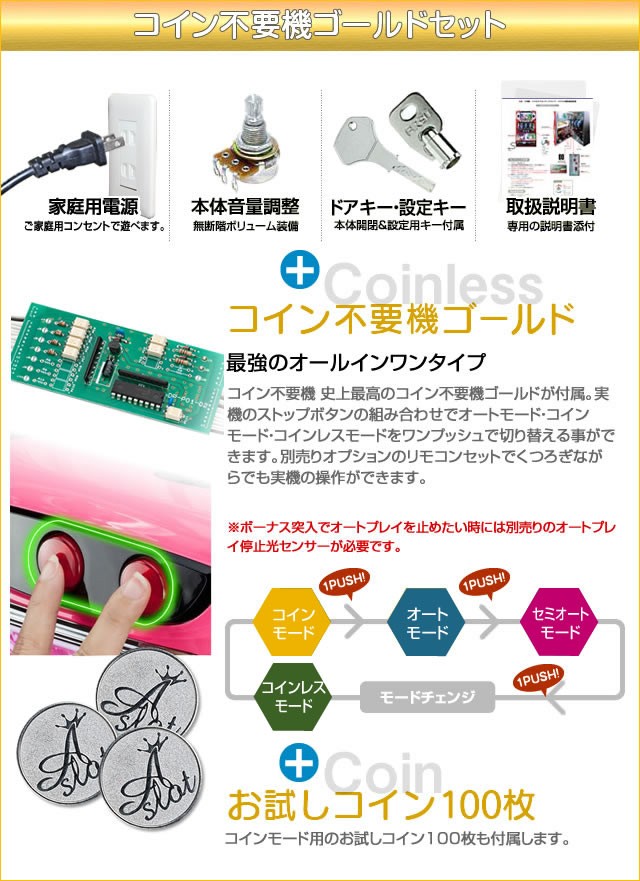 北電子 ゴーゴージャグラーKK『コイン不要機ゴールドセット 