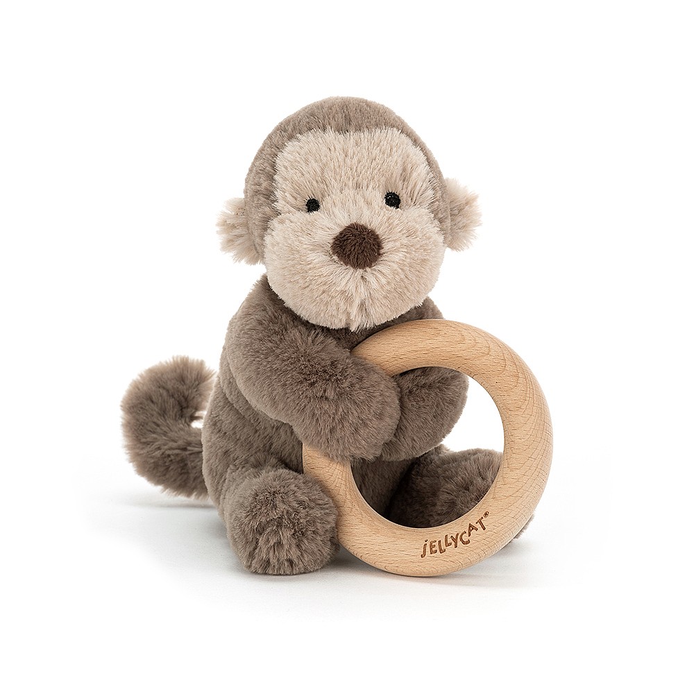 JELLYCAT Shooshu Wooden Ring Toy Monkey Puppy jellycat ジェリーキャット リングトイ 木 ファーストトイ サル 子犬 出産祝い うさぎ ぬいぐるみ ふわふわ｜a-stylecoltd｜02