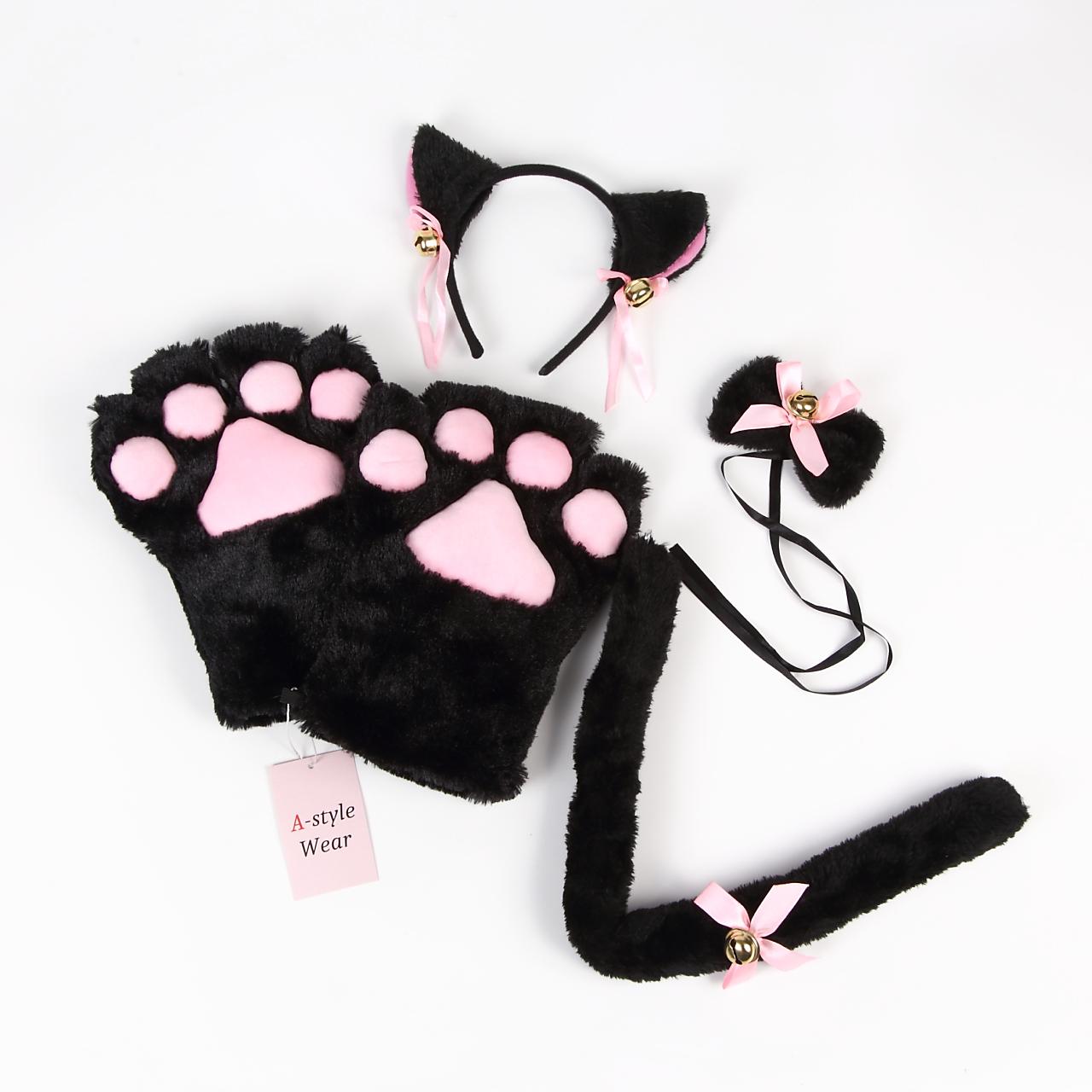 ハロウィン コスプレ 仮装 猫 猫耳 ネコミミ 白 黒 カチューシャ 手袋 肉球