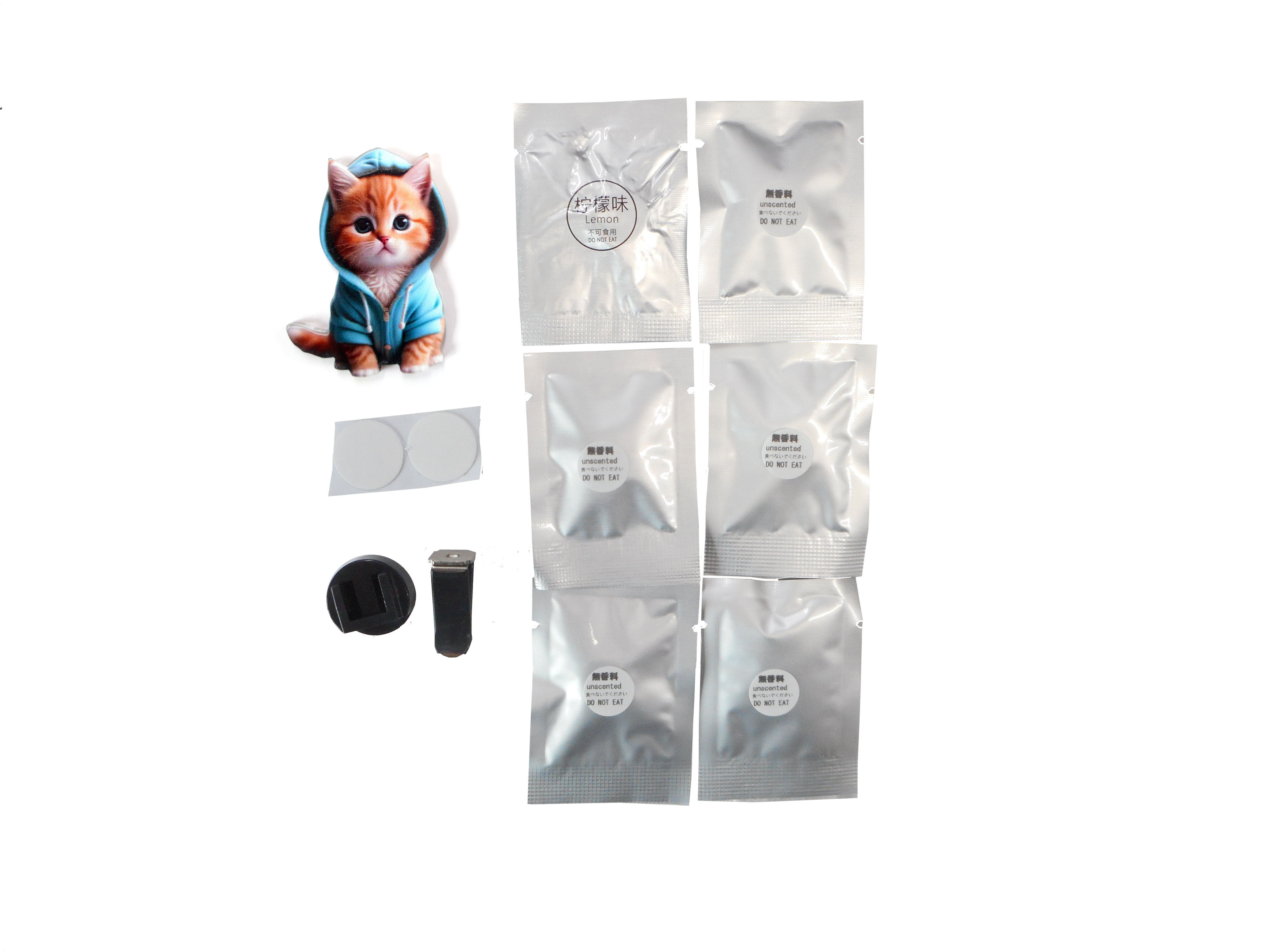 車の芳香剤 猫 アクリル 5種類 芳香剤 レモン1個 無香料リフィル5個付