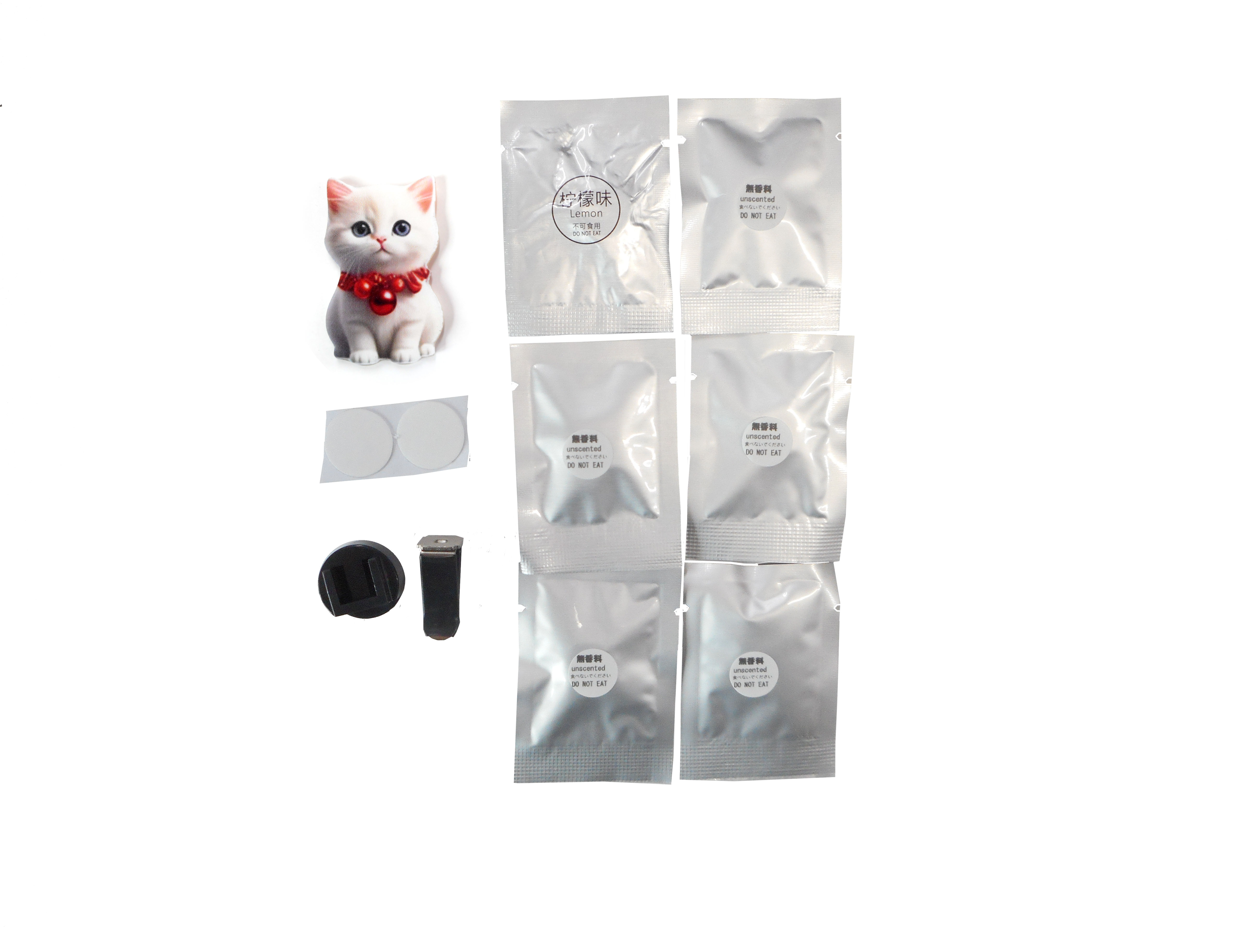 車の芳香剤 猫 アクリル 5種類 芳香剤 レモン1個 無香料リフィル5個付