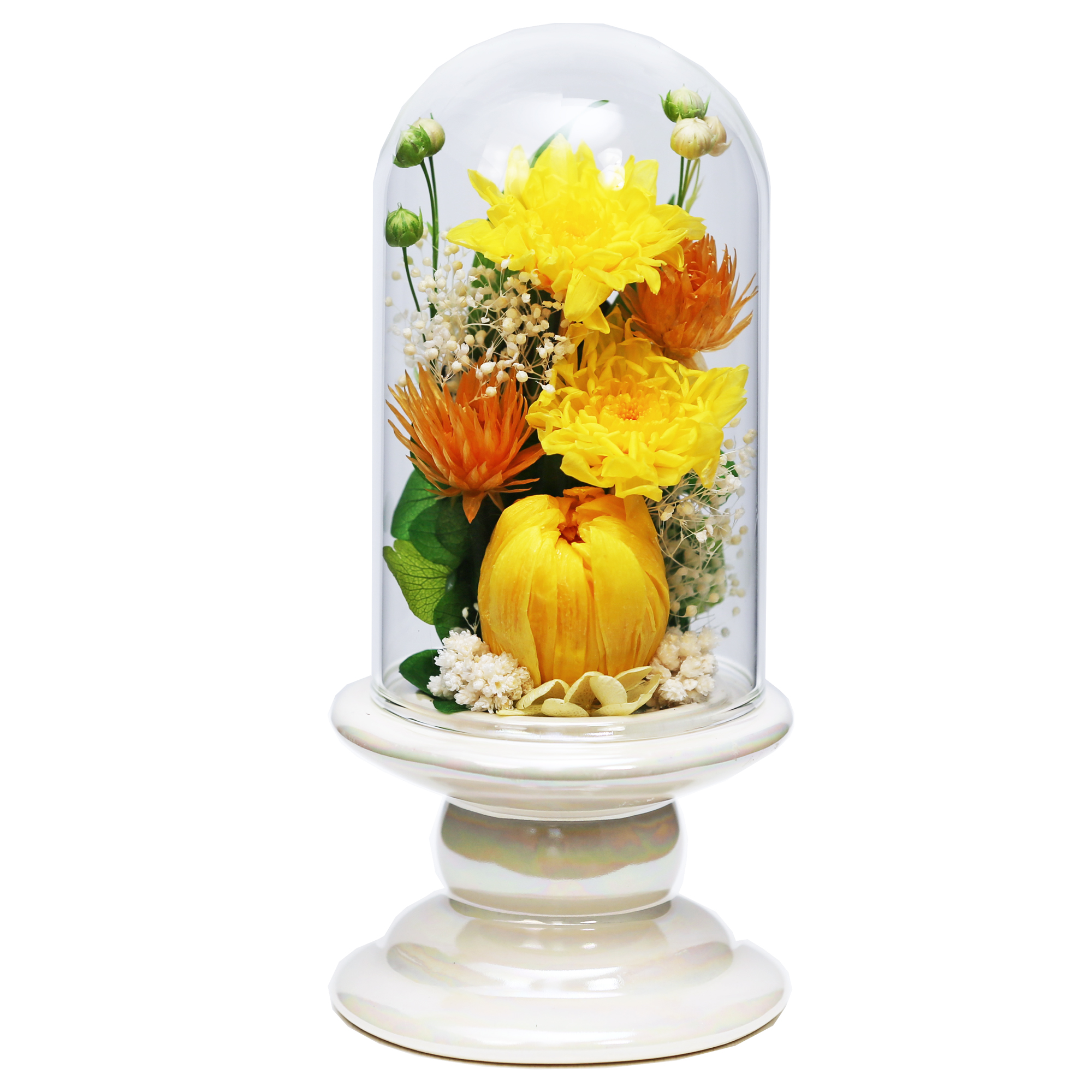 仏花プリザーブドフラワー 仏花 ミニ ガラス お供え花 ブリザードフラワー 花 仏壇 法事 アレンジメント アートフォーシーズン 【Mini輪菊Glass】 | アートフォーシーズン | 03