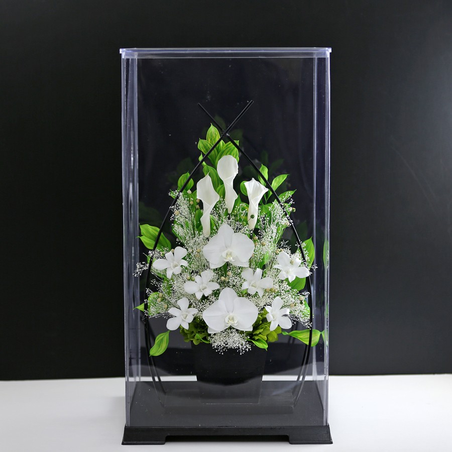 新品　プリザードフラワー供花　蘭 アートフォーシーズン 新盆 初盆 プリザーブドフラワー 仏花