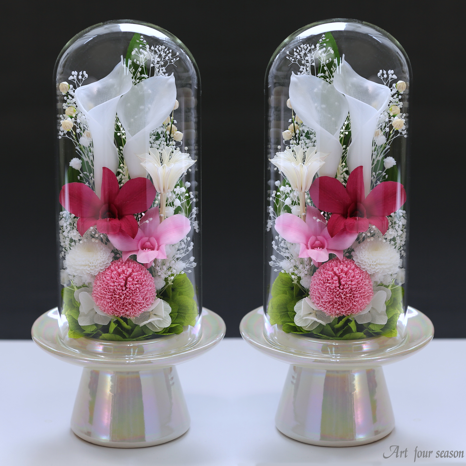 アートフォーシーズン プリザーブドフラワー 仏花 ガラス ドーム アートフォーシーズン プリザーブドフラワー 仏花 ガラス ドーム