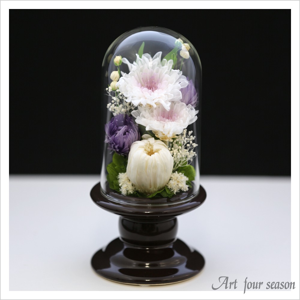 アートフォーシーズン 仏花 ○（白系）ミニ輪菊glass 対デザイン２個