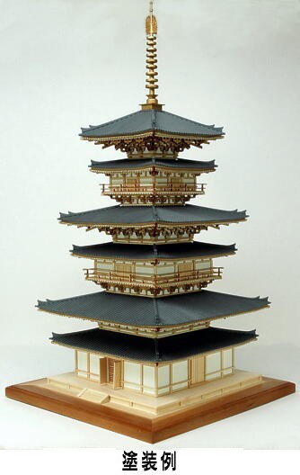 ウッディジョー/木製建築模型 薬師寺・東塔（1/75）+塗料セット