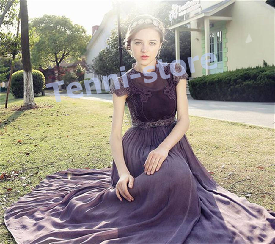 パーティードレス 結婚式 ワンピース レース×シフォンの