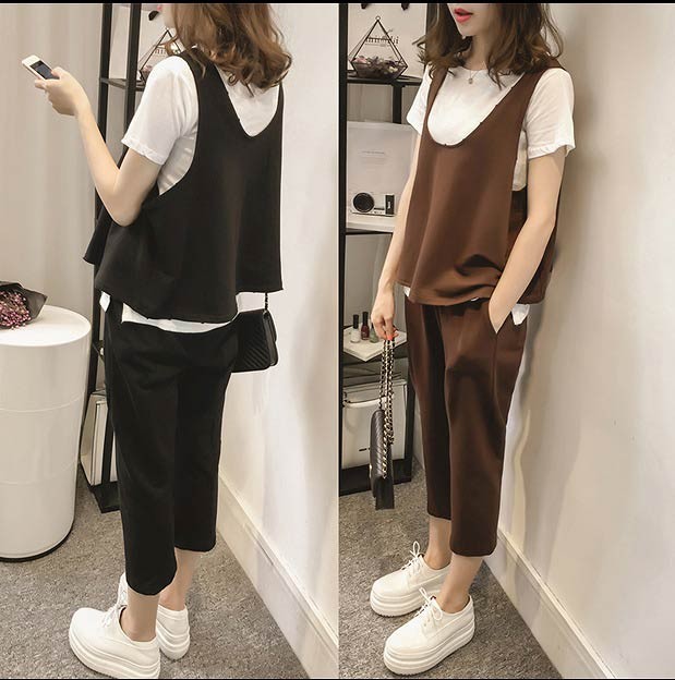 無地 シンプル 重ね着 セットアップ 3点セット Tシャツ タンクトップ パンツ カジュアル ナチュラル 大人 プチプラ海外レディースファッション専門店 a Style 無地 シンプル 重ね着 セットアップ 3点セット Tシャツ タンクトップ パンツ カジュアル ナチュラル 大人 プチプラ海外レディースファッション専門店 a Style