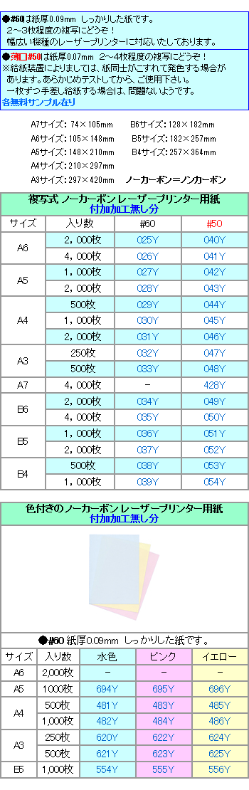 A5 薄口#50 ノーカーボン レーザープリンター用紙 2000枚 | トヨシコー