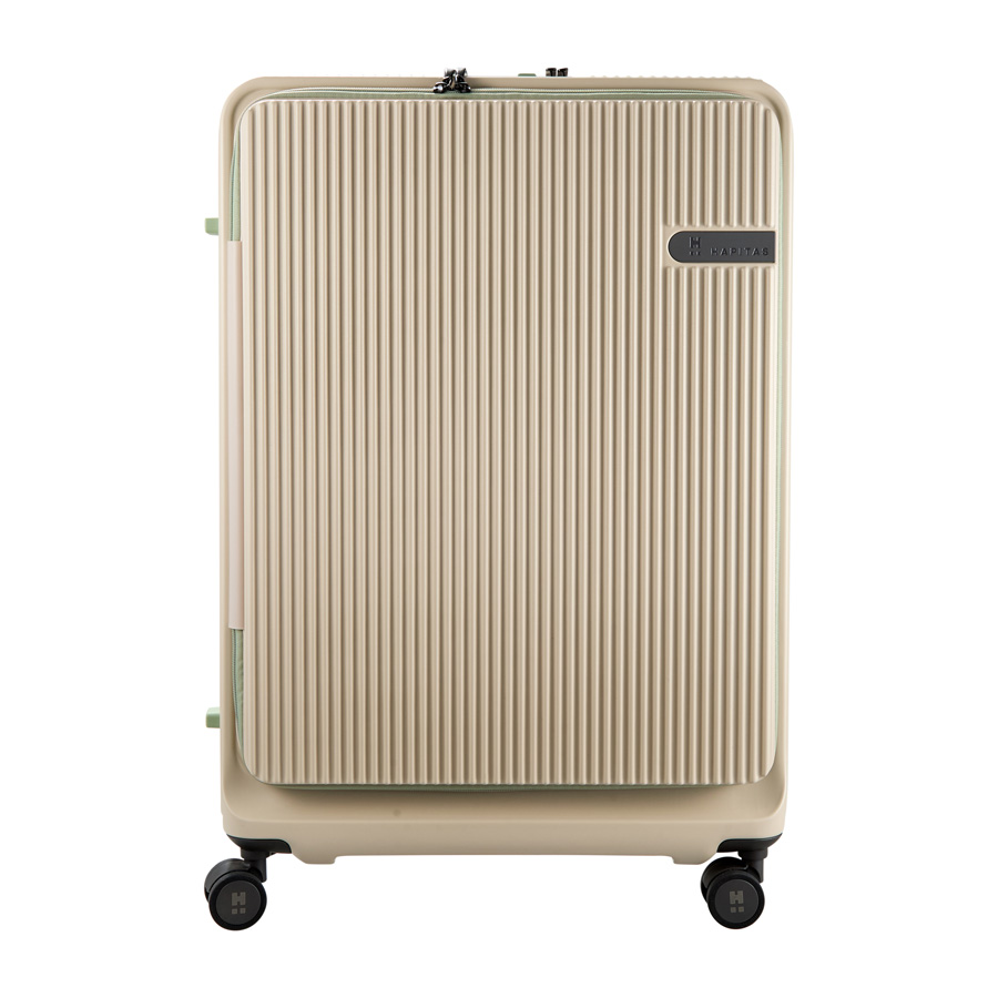 ハピタス ドリンクホルダー付き 前パカ スーツケース Lサイズ 大容量