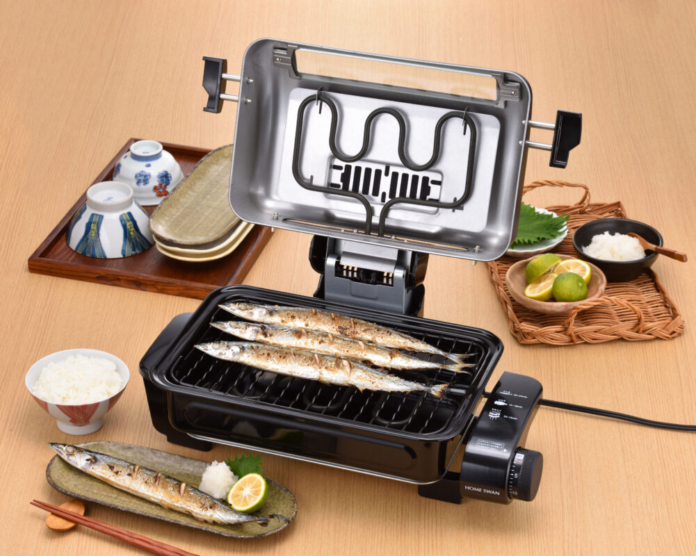 HOME SWAN フィッシュロースター 魚焼き グリル 両面 消臭フィルター
