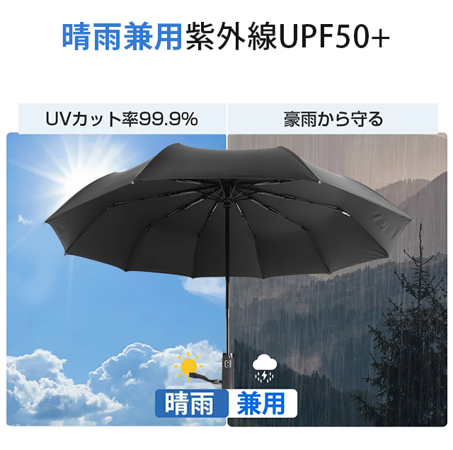 晴雨兼用傘 折りたたみ傘 自動開閉 ワンタッチ 2色様式 メンズ 