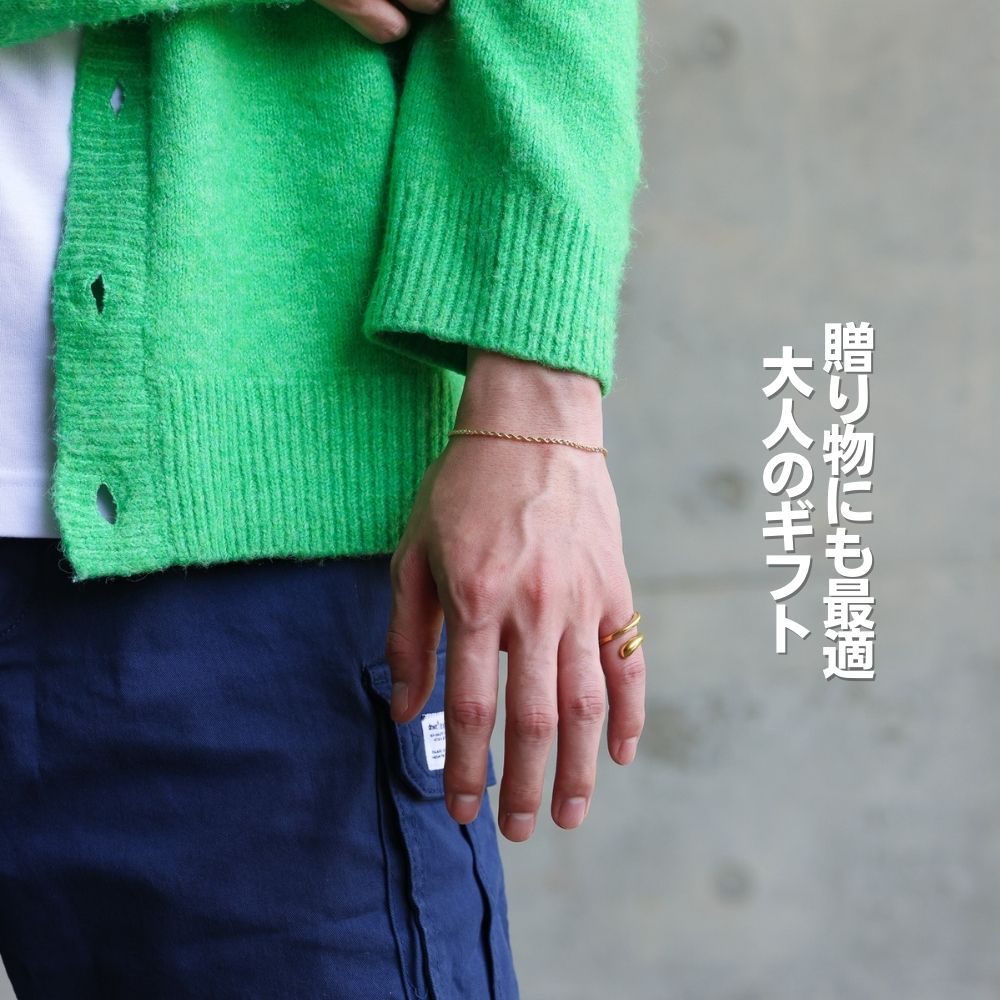 18金 ブレスレット メンズ 2mm ロープブレスレット パイプ