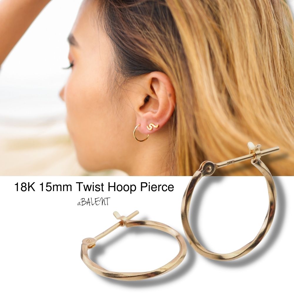 18K K18 ピアス フープピアス ツイスト ねじり 18金 刻印 刻印
