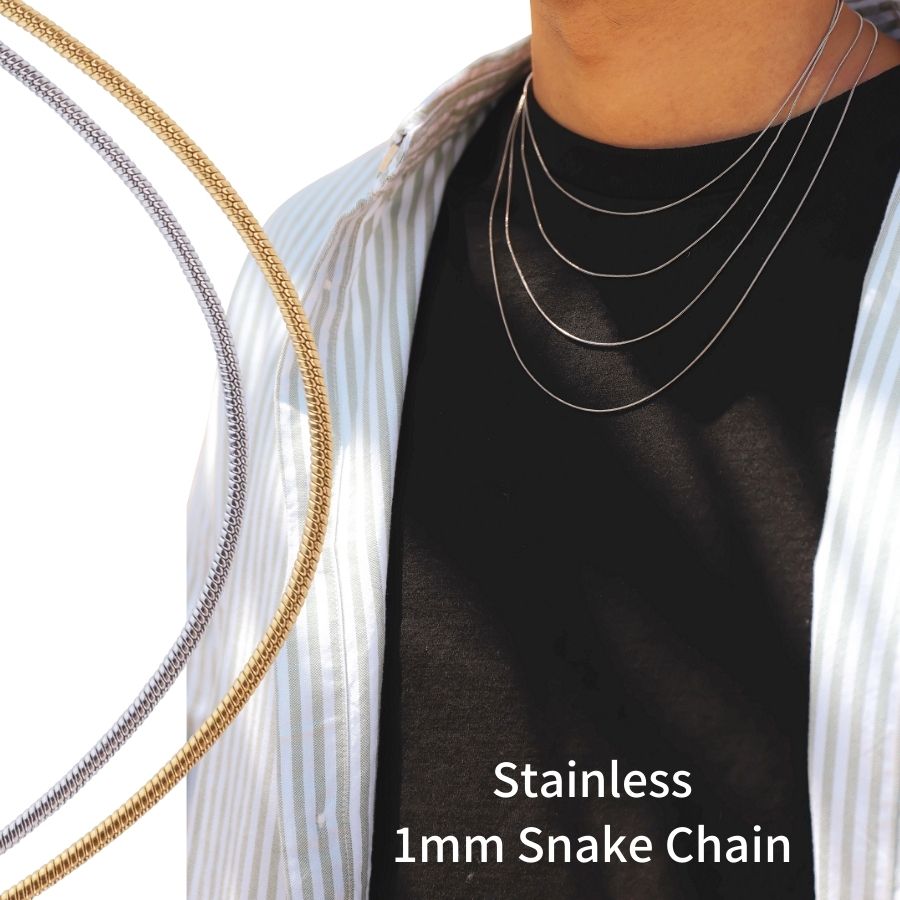 おトク ステンレスネックレス スネークチェーン 約60cm 1.2mm幅 ネックレス ステンレス チェーン シルバー Snack Chain  Stainless Necklace