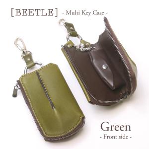 【ABALLI】 マルチキーケース ビートル【Beetle】牛革 スマートキー キーホルダー カード...