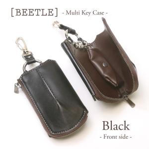 【ABALLI】 マルチキーケース ビートル【Beetle】牛革 スマートキー キーホルダー カード...